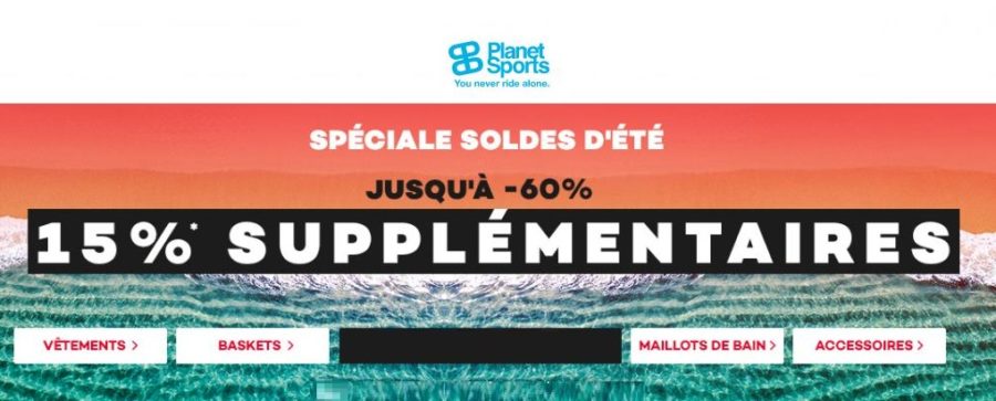 Jusqu’à ce soir : 15% de remise sur les Promos et Soldes Planet Sports