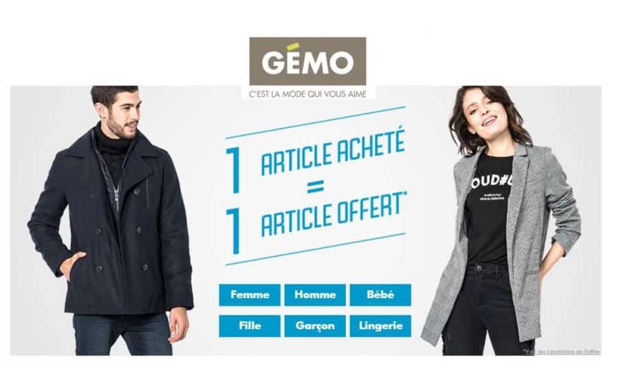 Bon plan Gémo : 1 article acheté = 1 article offert