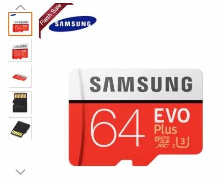 Moins de 20€ la carte micro SDXC 64Go Samsung EVO UHS-3 