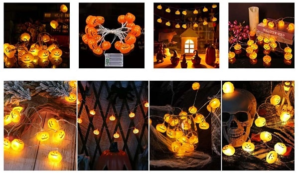 guirlande lumineuse 20 citrouilles led halloween party tepilos