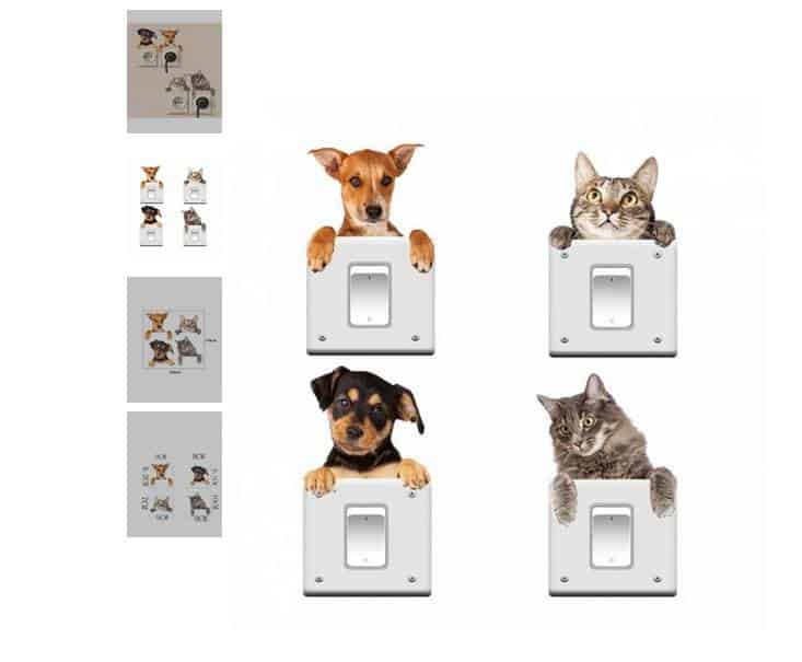 1,28€ lot de 4 autocollants chat et chien repositionnables