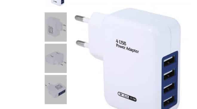 2,14€ le chargeur 4 ports USB port inclus