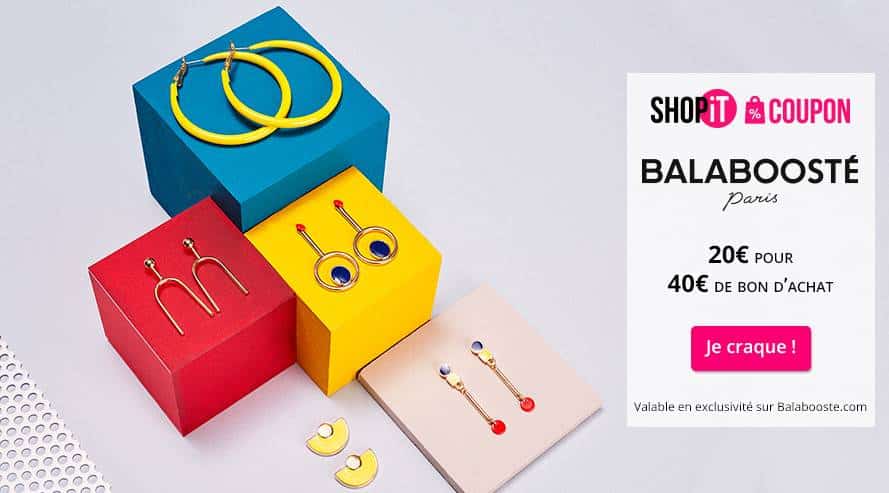 Bon d’achat Balaboosté moitié prix : 20€ pour faire 40€ d’achat (bijoux & accessoires)