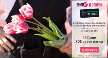 Bon d’achat Les Fleurs de Nicolas moitié prix : 15€ les 30€ d’achat