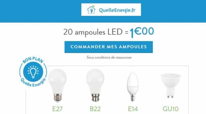 Commandez 20 ampoules LED pour 1€ sur Quelle Energie