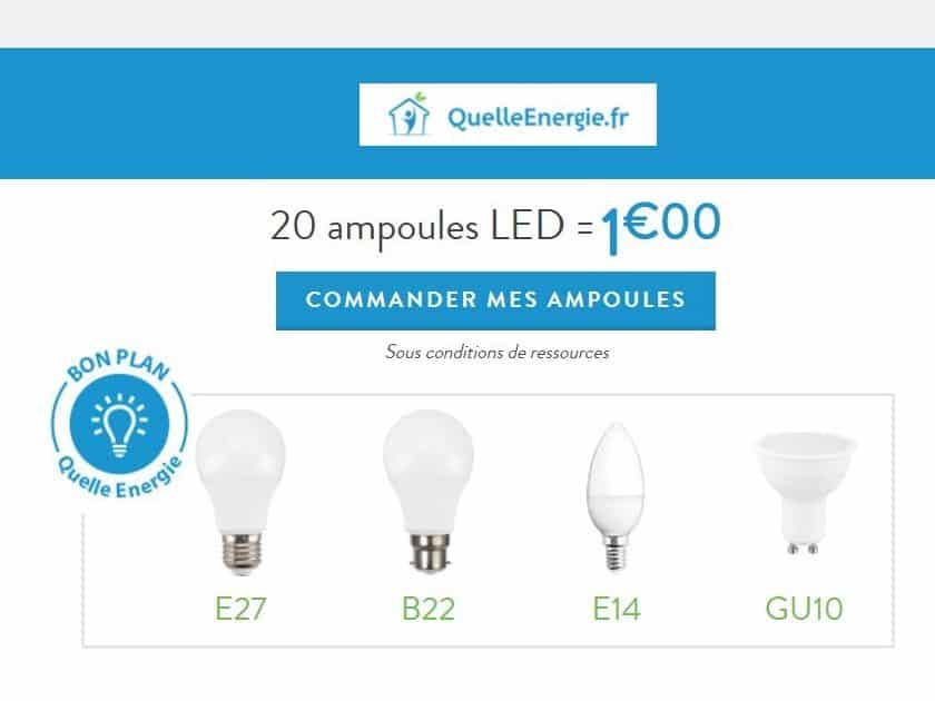 Commandez 20 ampoules LED pour 1€ sur Quelle Energie