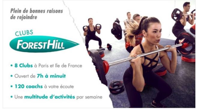 Vente privée abonnements clubs Forest Hill Paris 