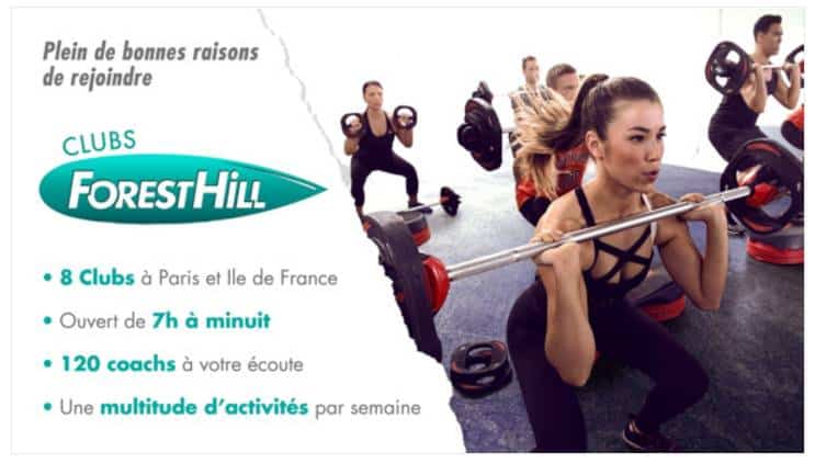 Vente privée abonnements clubs Forest Hill Paris (et Aquaboulevard) 1 mois ou 3 mois dès 99 €