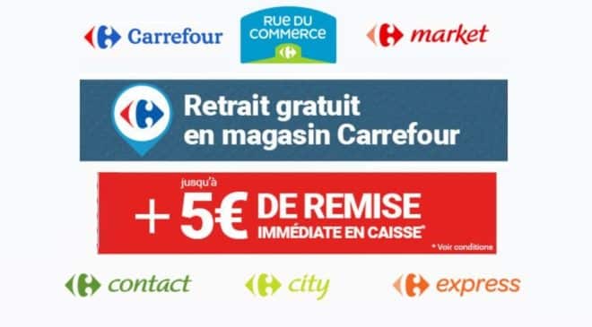 achat Rue du Commerce et retrait magasin Carrefour