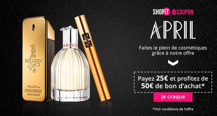 25€ pour faire 50€ d’achat sur le site des parfumeries April