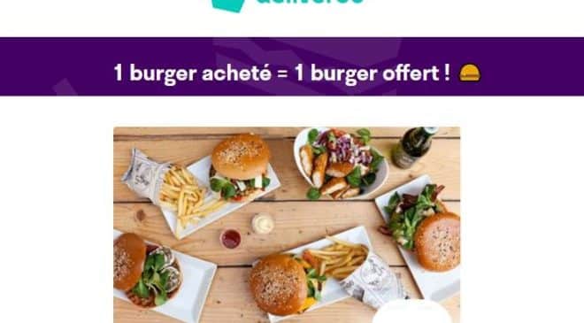 1 burger gratuit pour 1 burger acheté sur deliveroo