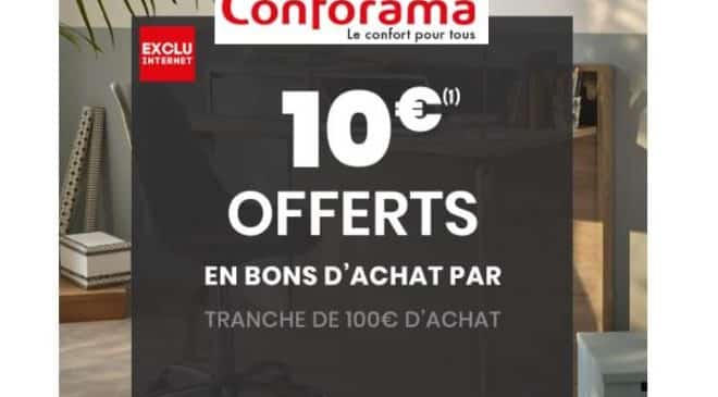 10€ offerts tous les 100€ sur Conforama