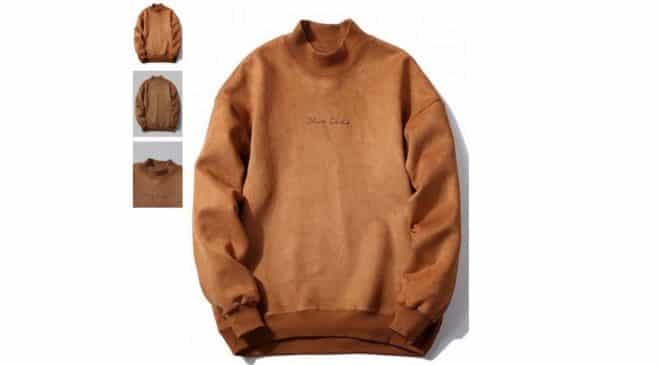 13,69€ le sweat-shirt effet daim pour homme manche longue 