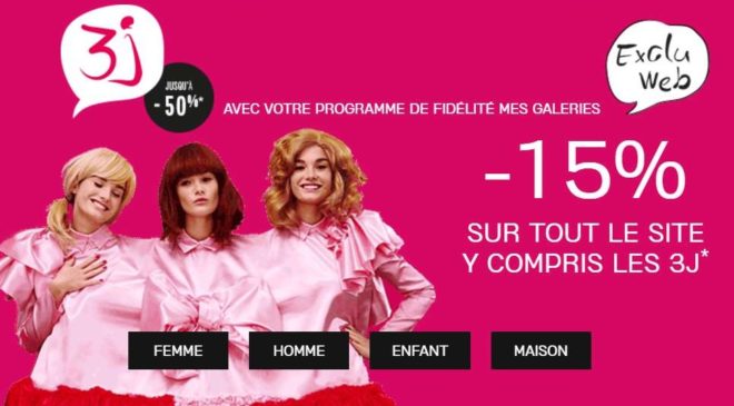 15% de remise supplémentaire sur les 3J Galeries Lafayette