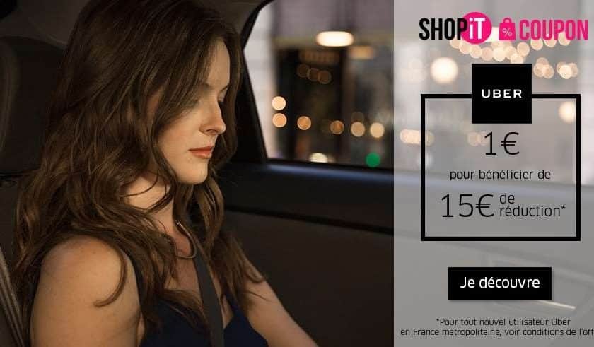 15€ de remise sur Uber pour 1€