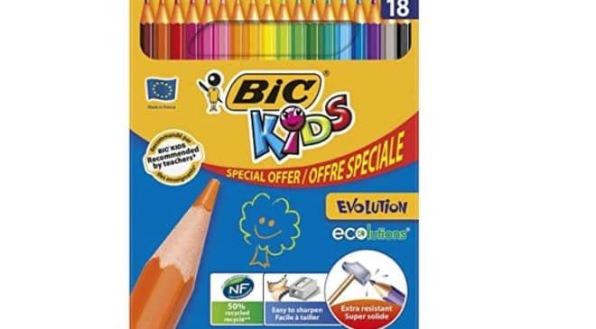 18 crayons de couleur BIC Kid Evolution ECOlutions en boite métal 