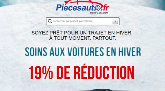 19% de remise sur tout le site PiecesAuto