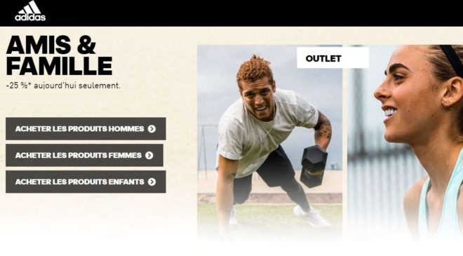 25% de remise sur tout le site Adidas Outlet