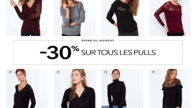 30% de réduction sur tous les pulls Etam