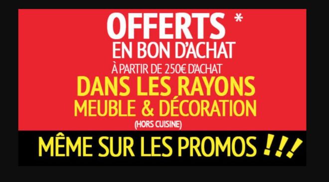 50€ offerts en bon d’achat dès 250€ d’achats sur Conforama