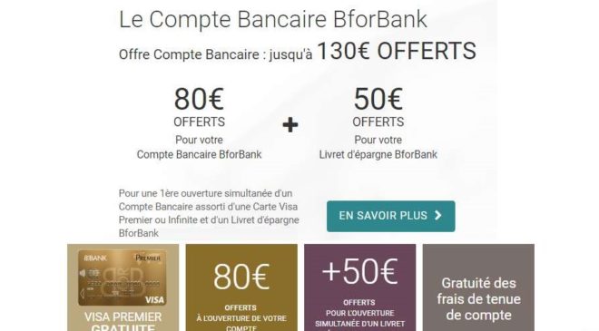 80€ offerts pour l’ouverture d’un compte BforBank