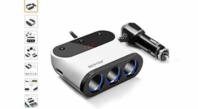 9,99€ la multiprise allume cigare 5 ports (3 allume cigare + 2 USB) avec affichage digital