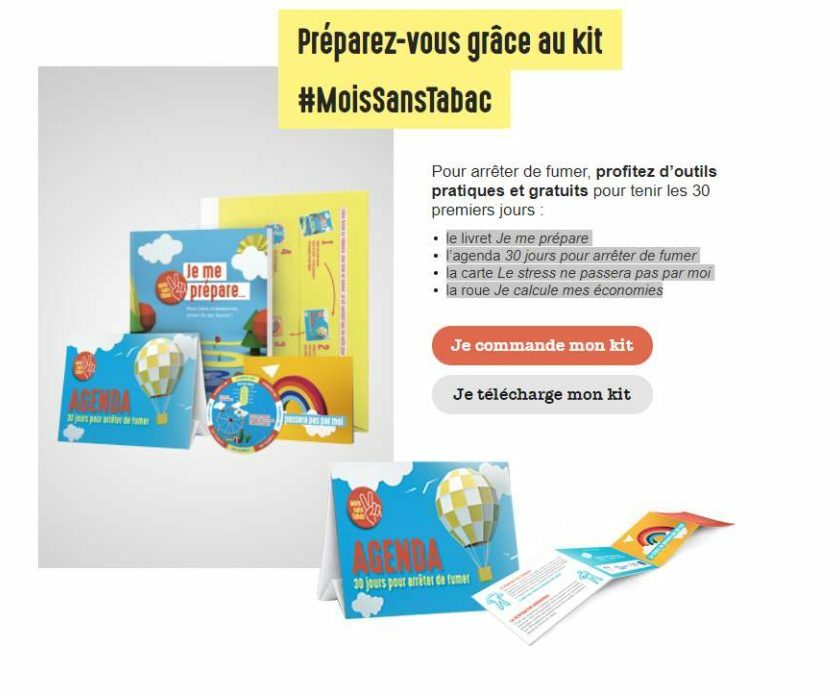 Kit #MoisSansTabac gratuit : agenda, livret, carte… pour vous aider à arrêter de fumer Kit #MoisSansTabac gratuit