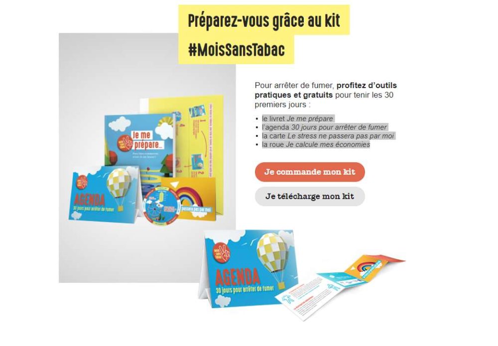 Kit #MoisSansTabac gratuit : agenda, livret, carte… pour vous aider à arrêter de fumer