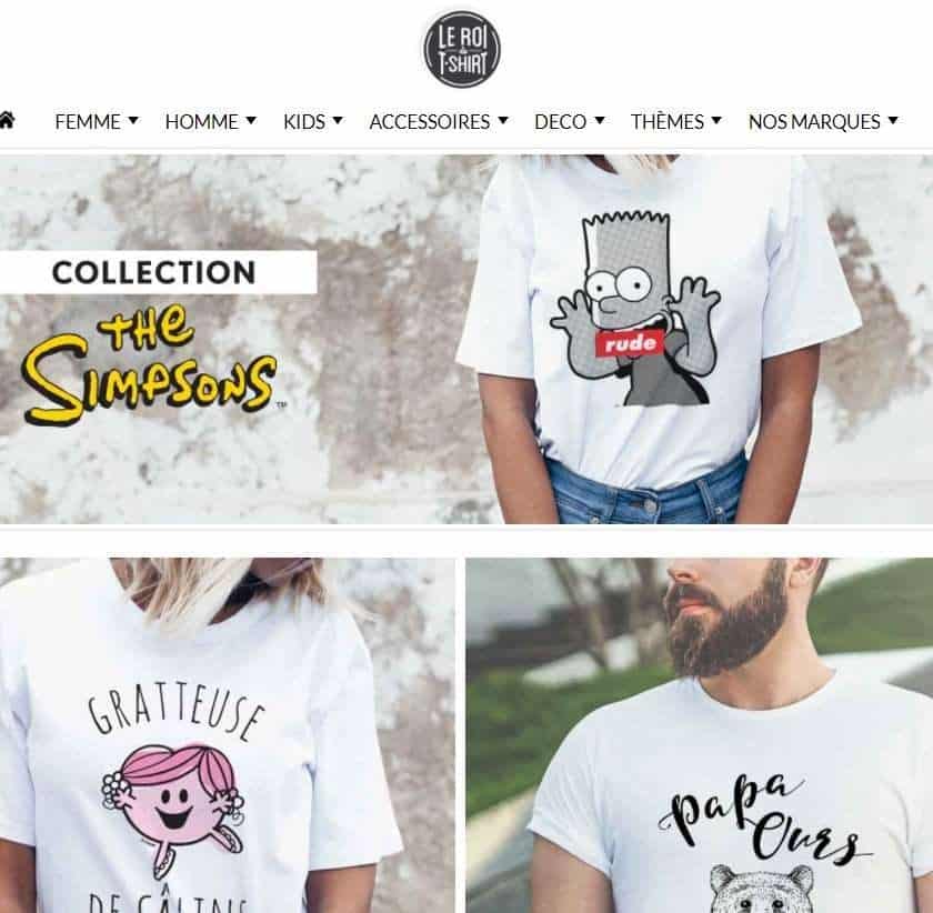 Le Roi Du Tshirt : t-shirts fantaisies (Simpson, Monsieur Madame…) avec livraison gratuite 