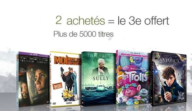 Promotion 2 videos achetees 1 gratuite DVD Blu-Ray Serie TV