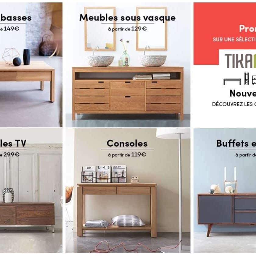 Tikamoon mobilier et deco 20€ de remise dès 200€