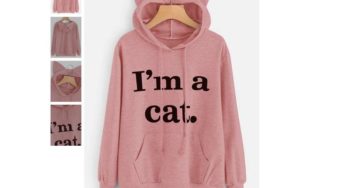 BONNE AFFAIRE : moins de 12€ le sweat capuche chat (différents coloris) port inclus