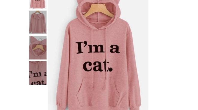 moins de 12€ le sweat capuche chat