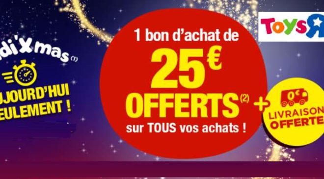 1 bon d’achat de 25€ offerts pour 100€ d’achat sur Toys’R US