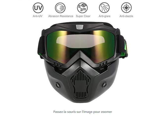 FLASH : 13,29€ le masque avec filtre pour casque de moto, ski…. (lunettes détachables)