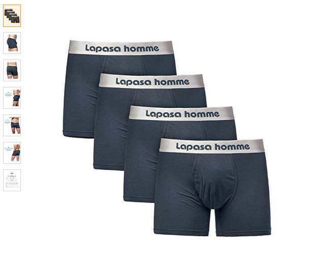 Bonne affaire : 15€ lot de 4 boxers homme Lapasa (coton premium) au lieu de 25€