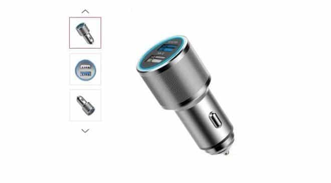3,60€ chargeur double USB sur allume cigare aluminium lumineux Quick Charge