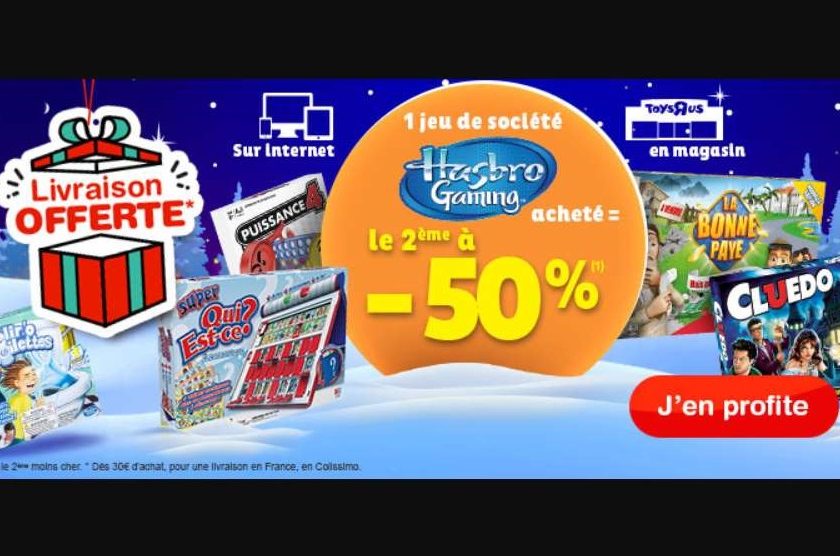 1 jeu Hasbro Gaming acheté = le second à moitié prix