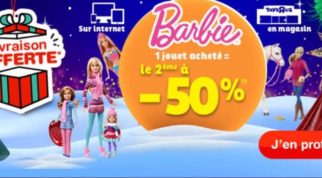 1 jouet Barbie acheté = le second à moitié prix