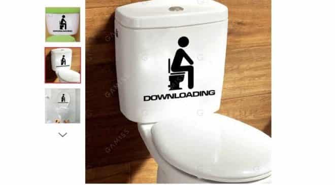 1,07€ autocollant pour WC « Downloading » port inclus