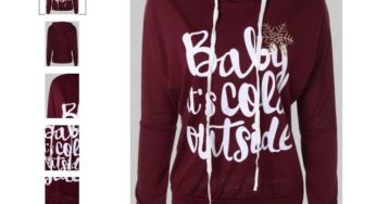 Seulement 6,66€ le sweat capuche femme « Baby it’s cold outside » grande taille port inclus
