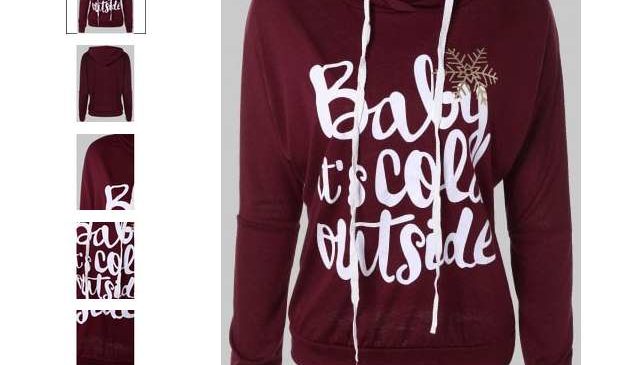 6,66€ le sweat capuche femme Baby it’s cold outside