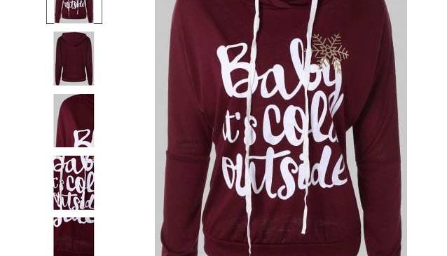 6,66€ le sweat capuche femme Baby it’s cold outside