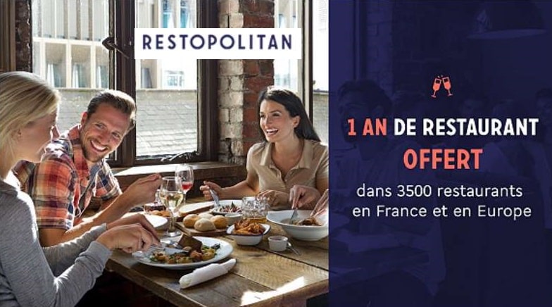 Carte Restopolitan à 25€ au lieu de 120€ (1 repas offert à chaque addition pendant 1 an)
