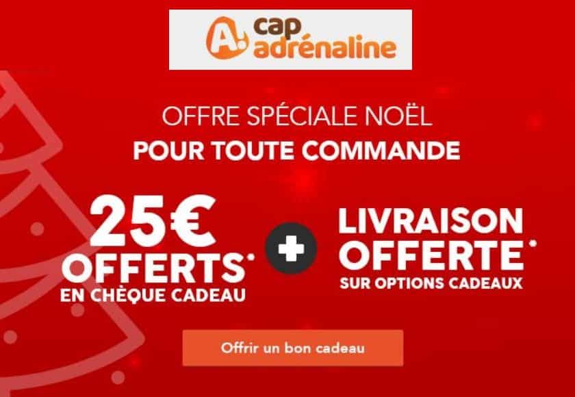 Chèque cadeau Cap Adrénaline : 1 chèque cadeau 25€ offert