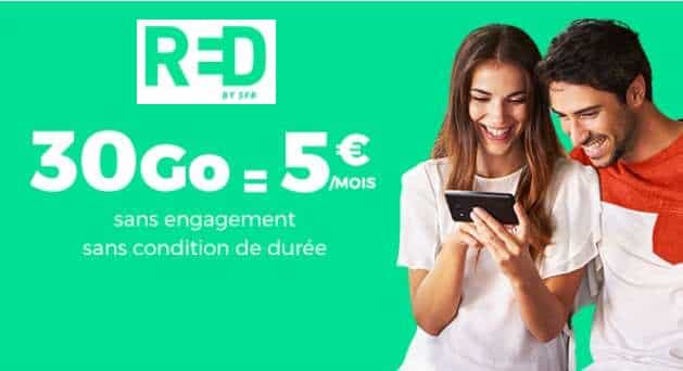 Forfait RED SFR 30Go seulement 5€