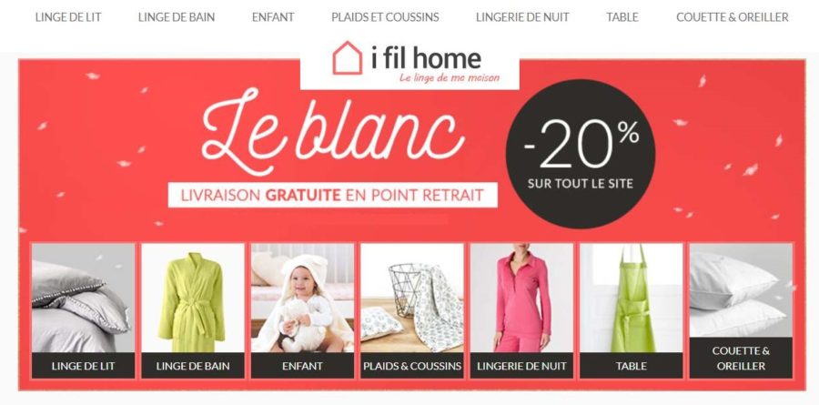 Le blanc I Fil Home : -20% sur tout + livraison gratuite (linge de maison, de lit, de bain, enfant, lingerie nuit…)