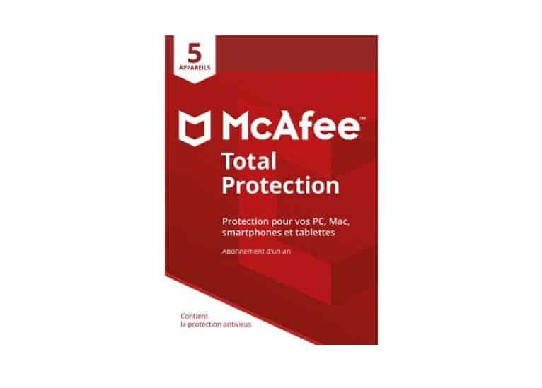 Total Protection McAfee 2018 pas cher : 19,95€ la protection 5 appareils (au lieu de 79€)