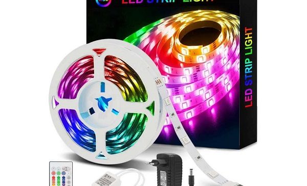 bande LED multicolore 5m avec télécommande et adaptateur Azhien