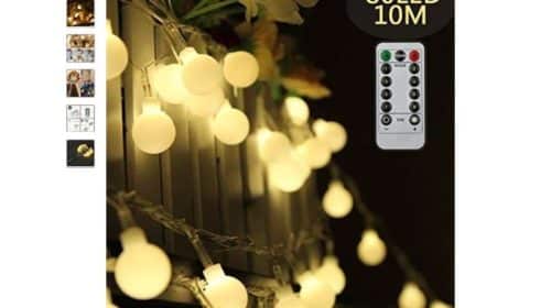 moins de 11€ la guirlande 80 LED boules avec télécommande 